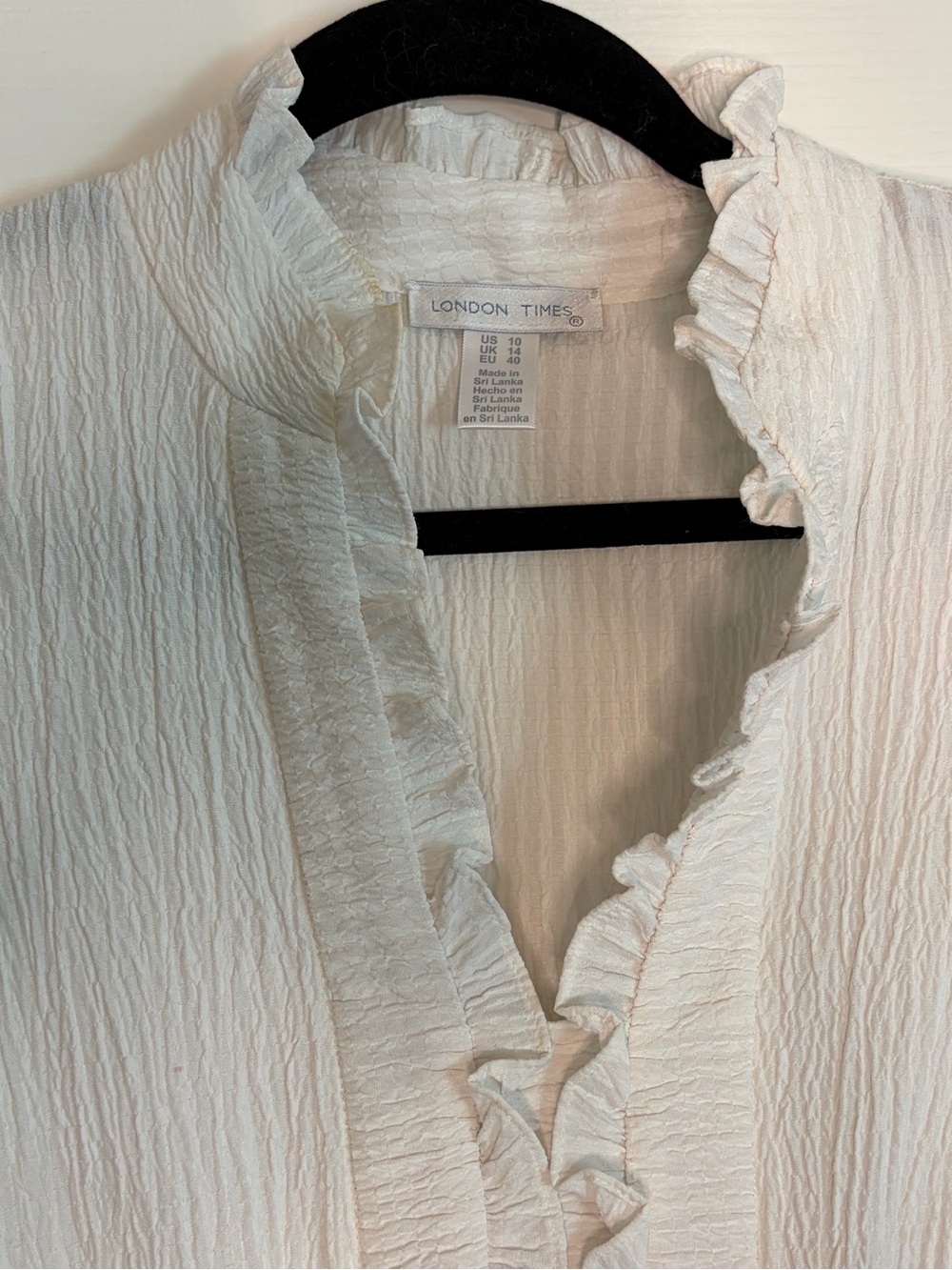 London Times Light Cream Ruffle-Trim Maxi Dress with Smocked Waist - Picture 3 of 5